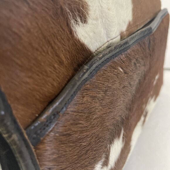 Avelar Cowhide Handbag Crossbody Purse Dark Brown Cow Leather Fur Made Mexico - Picture 10 of 14